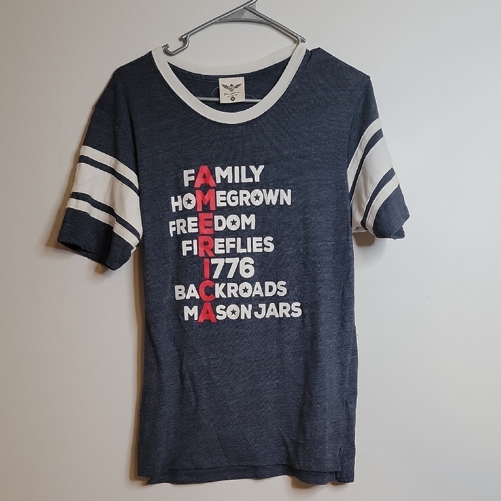 Navy Blue ATX MAFIA America Shirt with White Stripes